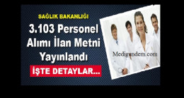 Sağlık Bakanlığı 3 bin 103 personel alımı İlan metni