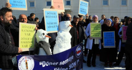 Sağlıkçılardan ‘kardan adam’lı döner sermaye eylemi